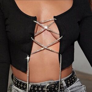 Ribbed top with rhinestones